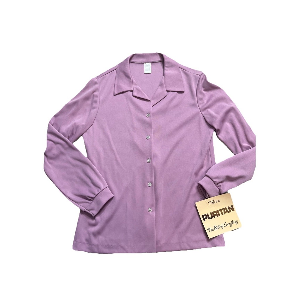 Vtg Puritan Womens Button Up Long Sleeve Purple NOS Size 16